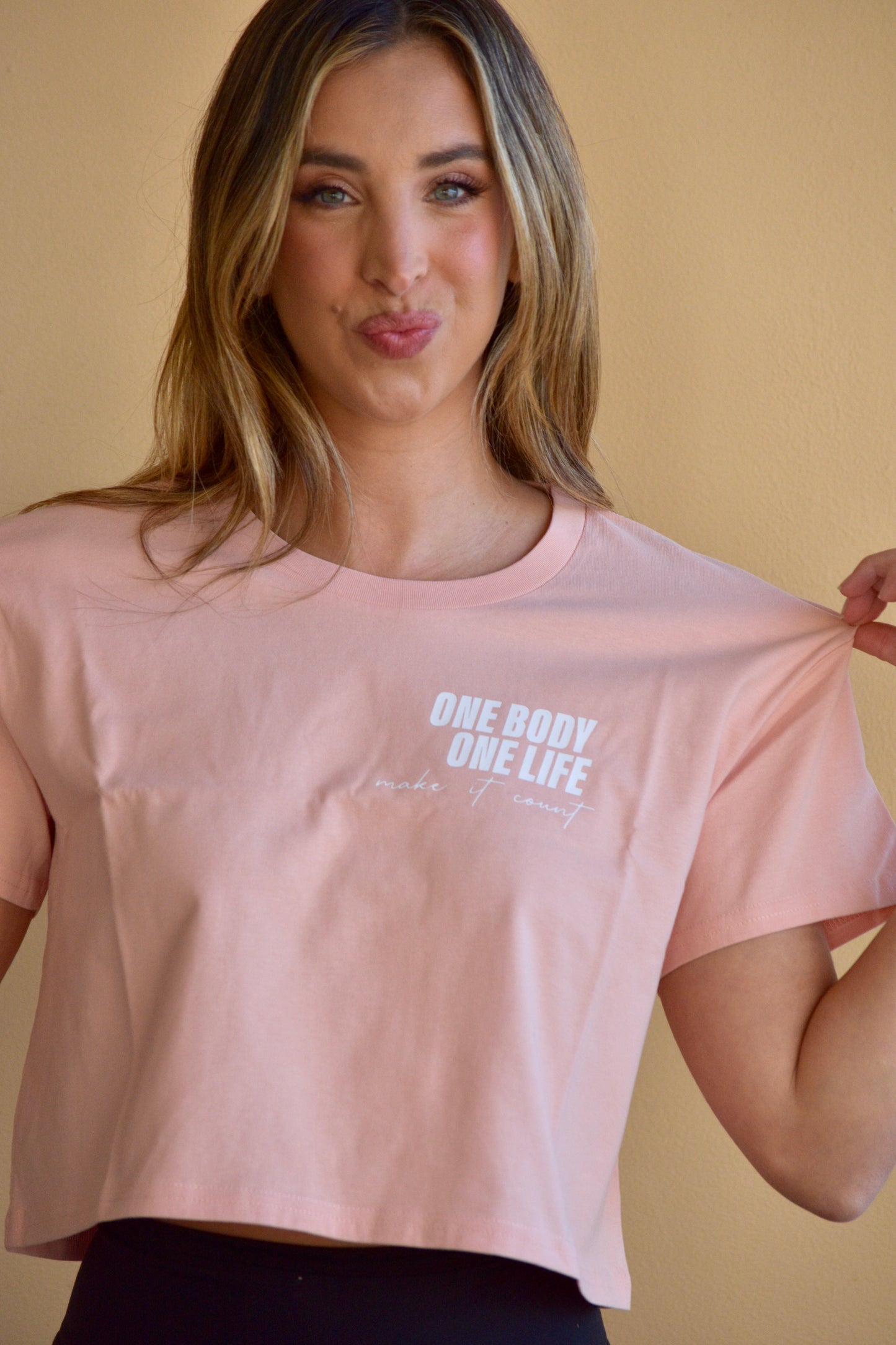 One Body, One Life Cropped Tee - Pale Pink