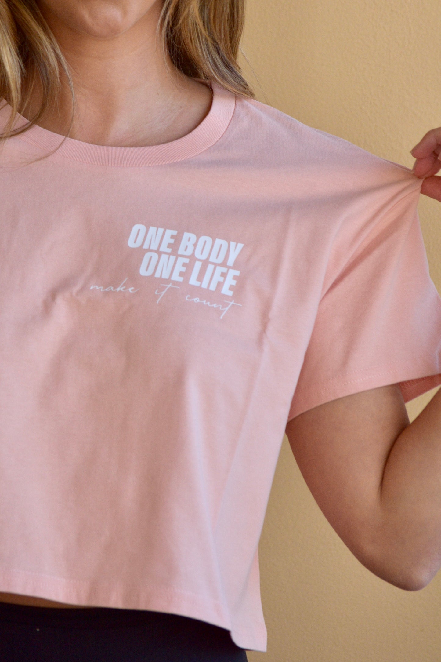 One Body, One Life Cropped Tee - Pale Pink